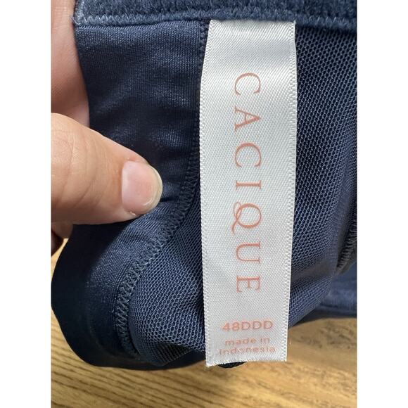 Cacique 48DDD Blue Lightly Lined Balconette Nylon Spandex 4 Hook & Eye Underwire - Picture 4 of 6